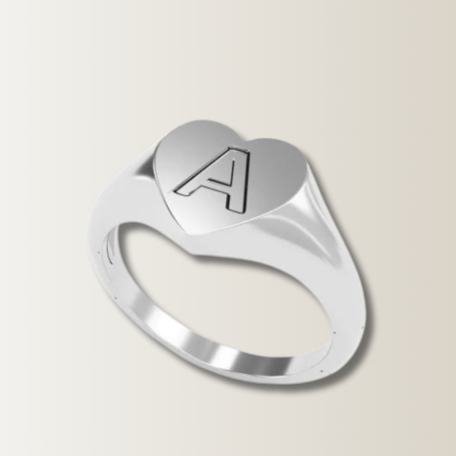 Love signet ring with letter