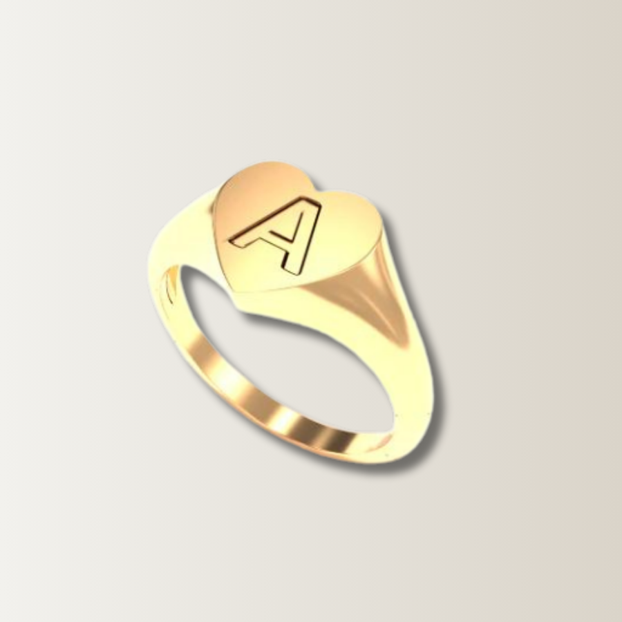 Love signet ring with letter