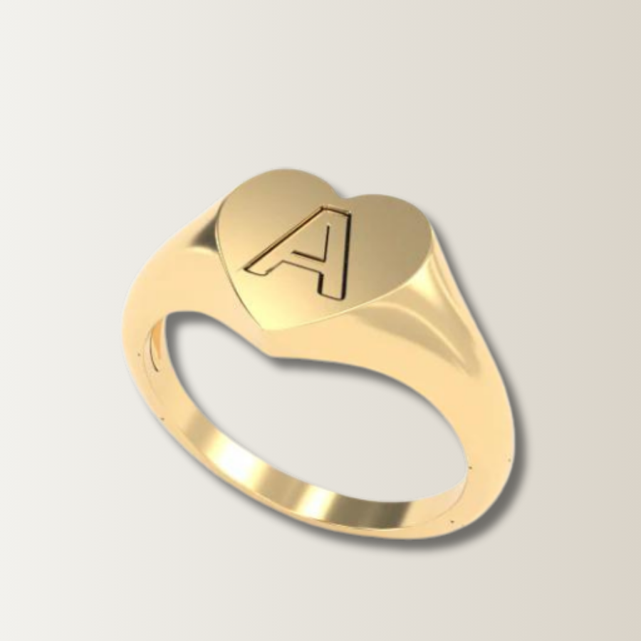 Love signet ring with letter